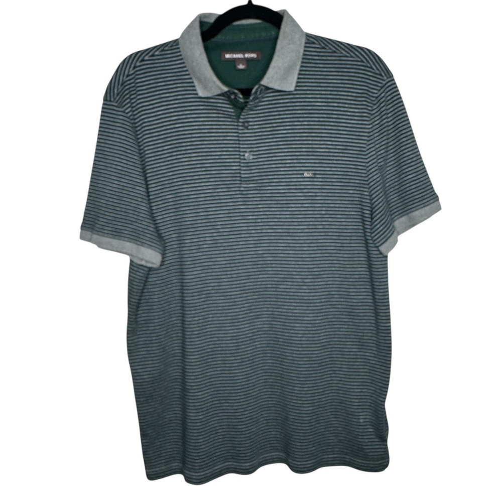 Vintage Michael Kors Men green striped polo shirt‎ -Greenwich line Large